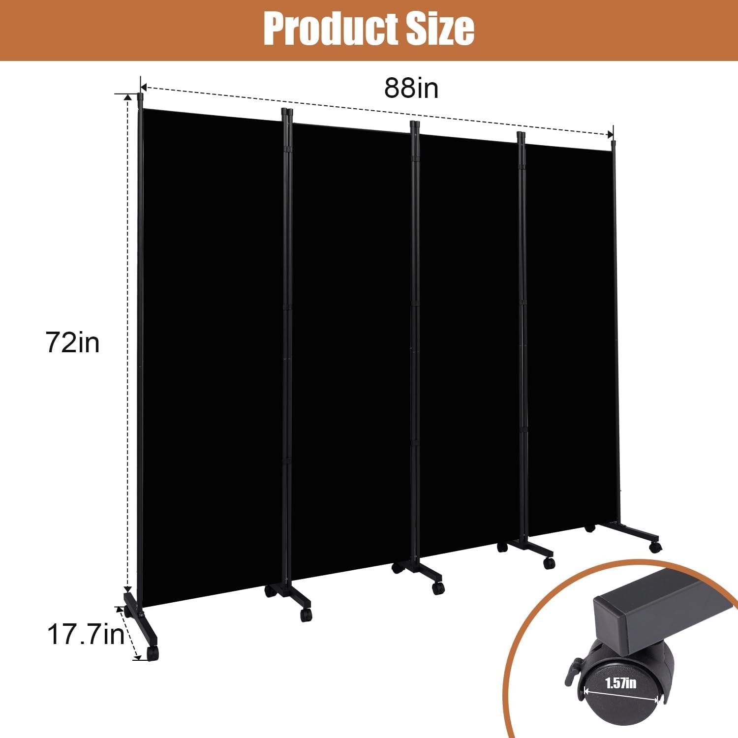Room Divider Portable 88'' Partition with 4 Panels - Image 3