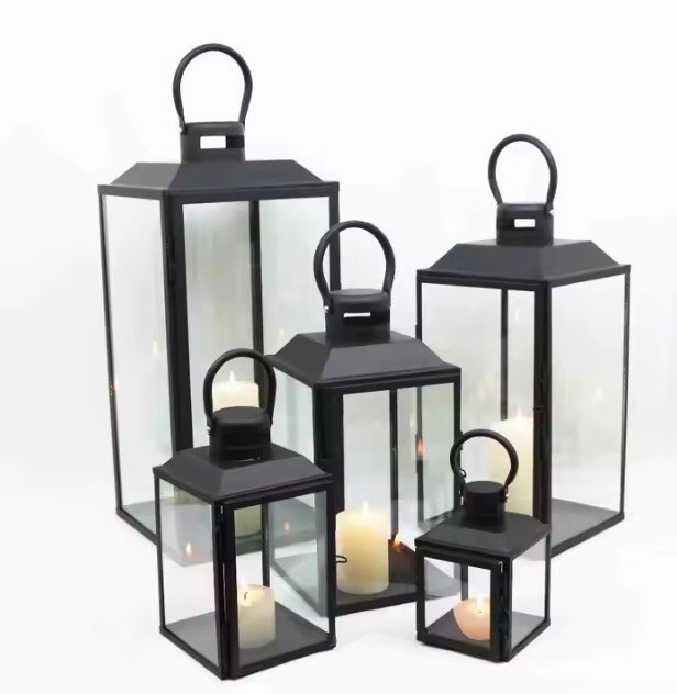 Wedding Decorative Metal Floor Lantern with Glass Cover